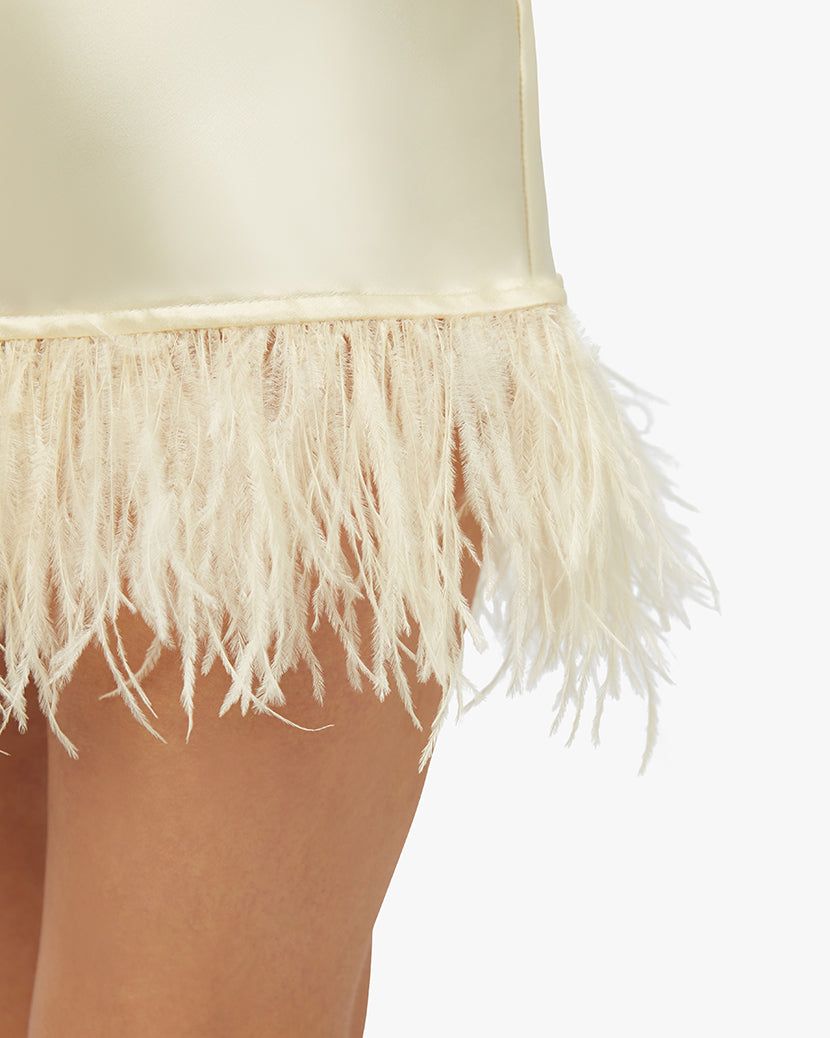 Feather Halter Satin Charmeuse Mini Dress sold by WeWoreWhat product image thumbnail 7