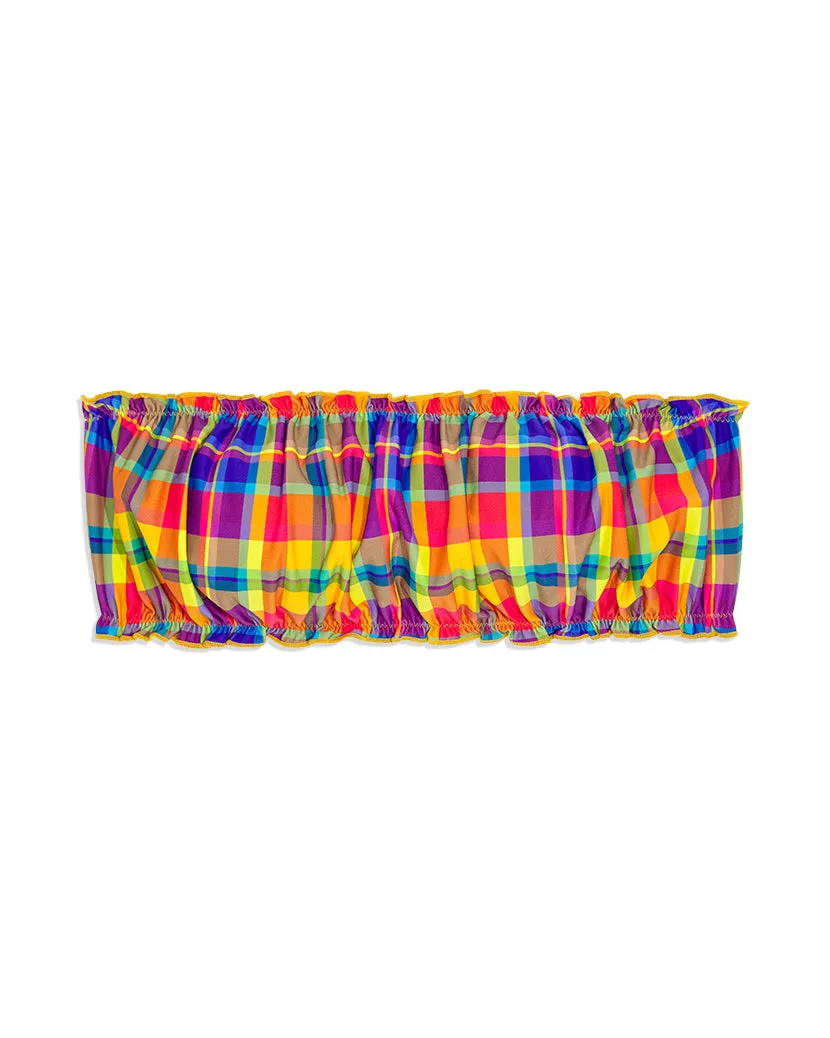 Scrunchie Bandeau Rainbow Plaid Bikini Top sold by WeWoreWhat product image thumbnail 2