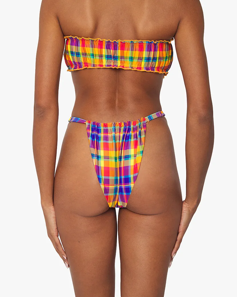 Scrunchie Bandeau Rainbow Plaid Bikini Top sold by WeWoreWhat product image thumbnail 4