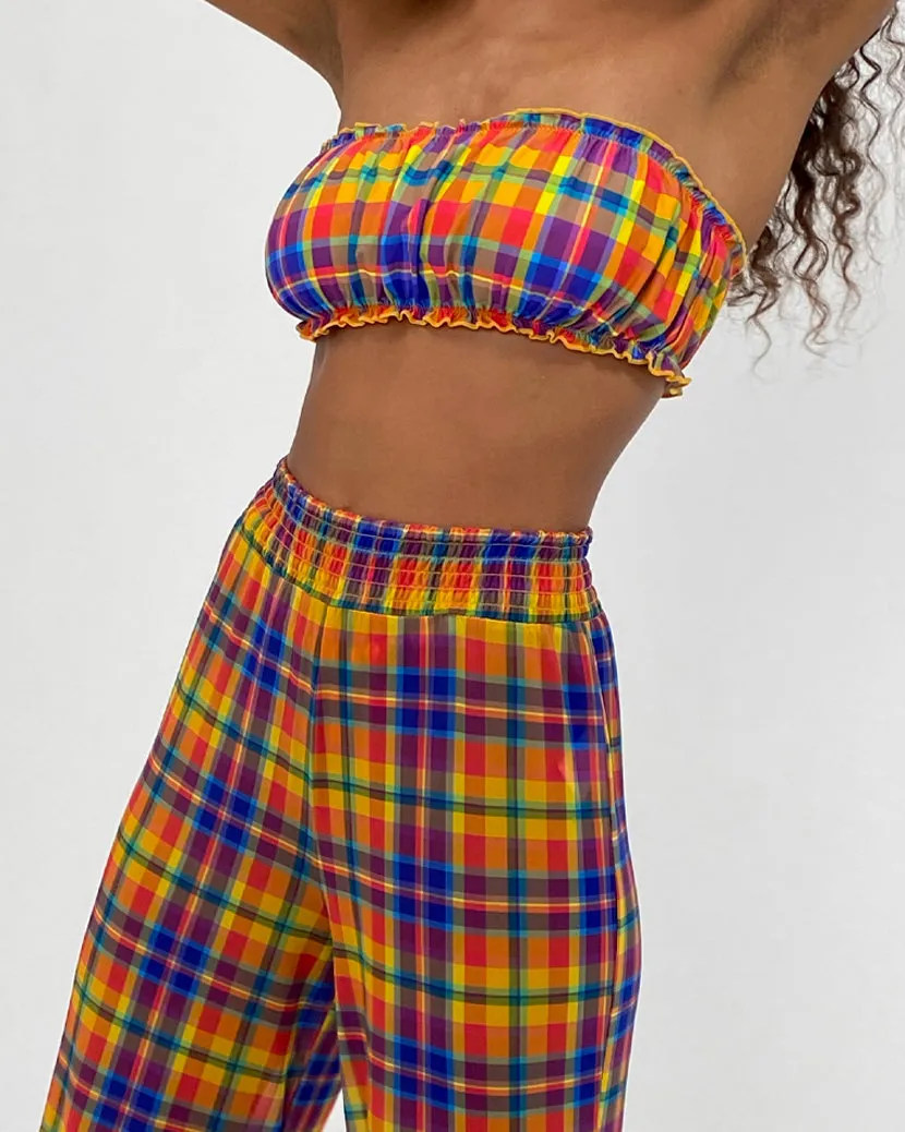 Scrunchie Bandeau Rainbow Plaid Bikini Top sold by WeWoreWhat product image thumbnail 5