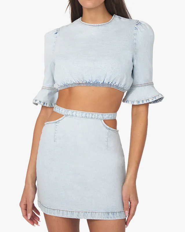 Cut Out Indigo Comfort Skirt sold by WeWoreWhat