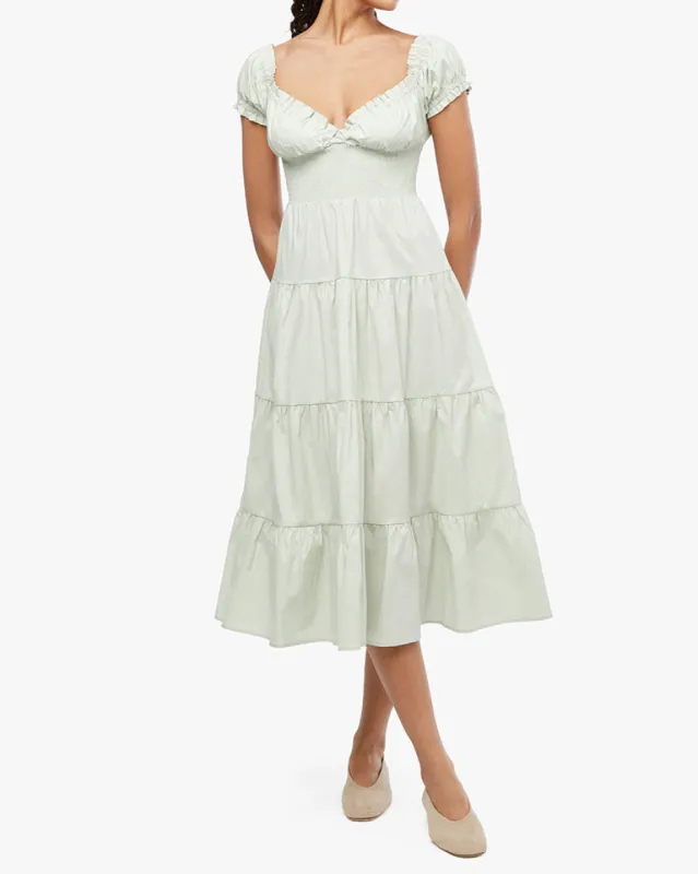 Puff Sleeve Smocked Midi Dress sold by WeWoreWhat