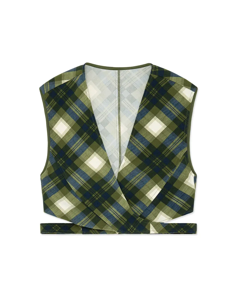 Tie Back Vintage Plaid Wrap Top sold by WeWoreWhat product image thumbnail 2