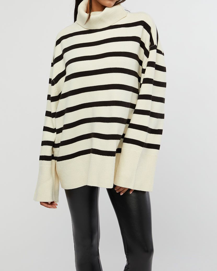 Striped Turtle Neck Sweater sold by WeWoreWhat