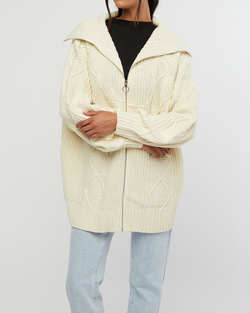 Chunky Cable Knit Zip Up Sweater sold by WeWoreWhat product image thumbnail 5