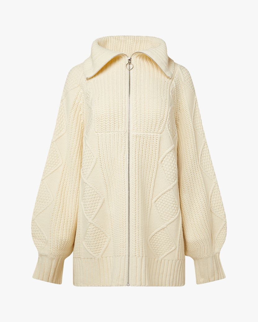 Chunky Cable Knit Zip Up Sweater sold by WeWoreWhat product image thumbnail 2