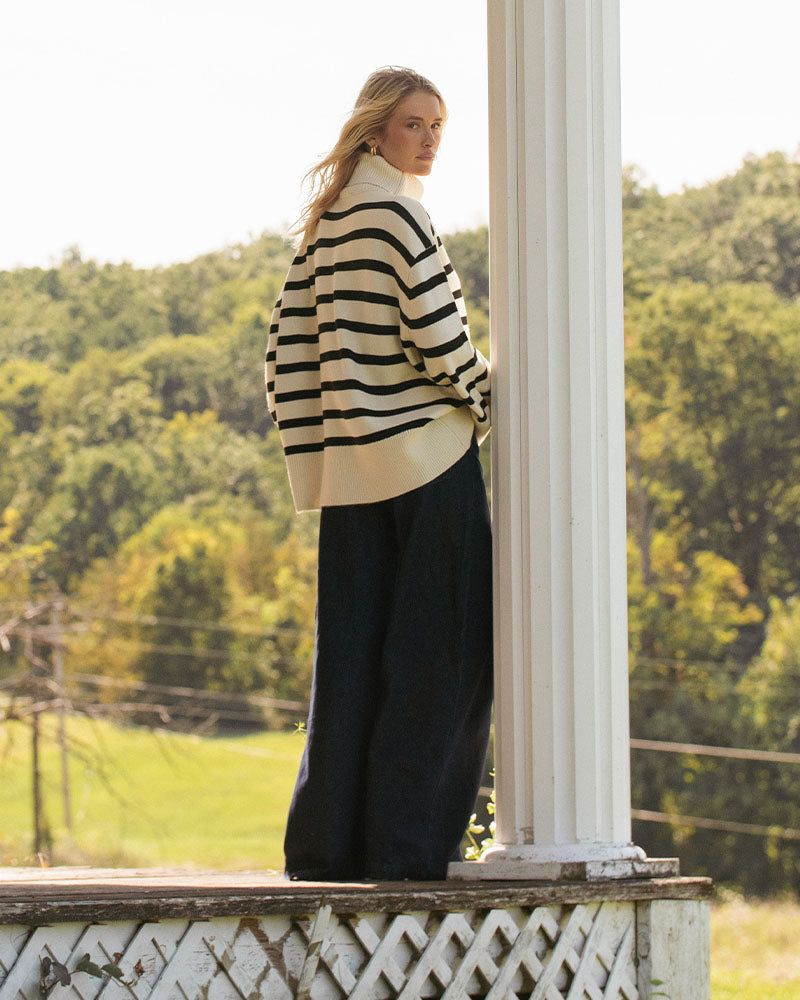 Striped Turtle Neck Sweater sold by WeWoreWhat product image thumbnail 3