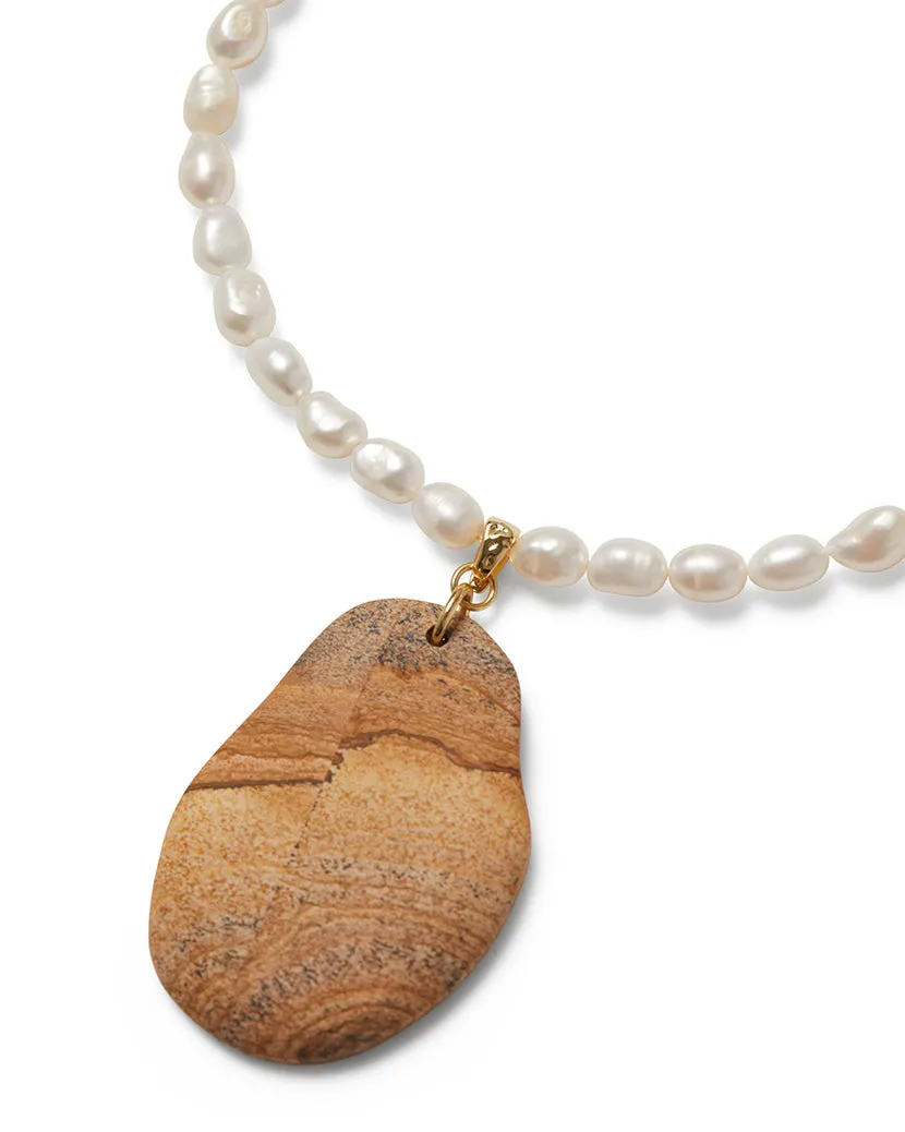 Pearl Necklace With Jasper Pendant sold by WeWoreWhat product image thumbnail 2