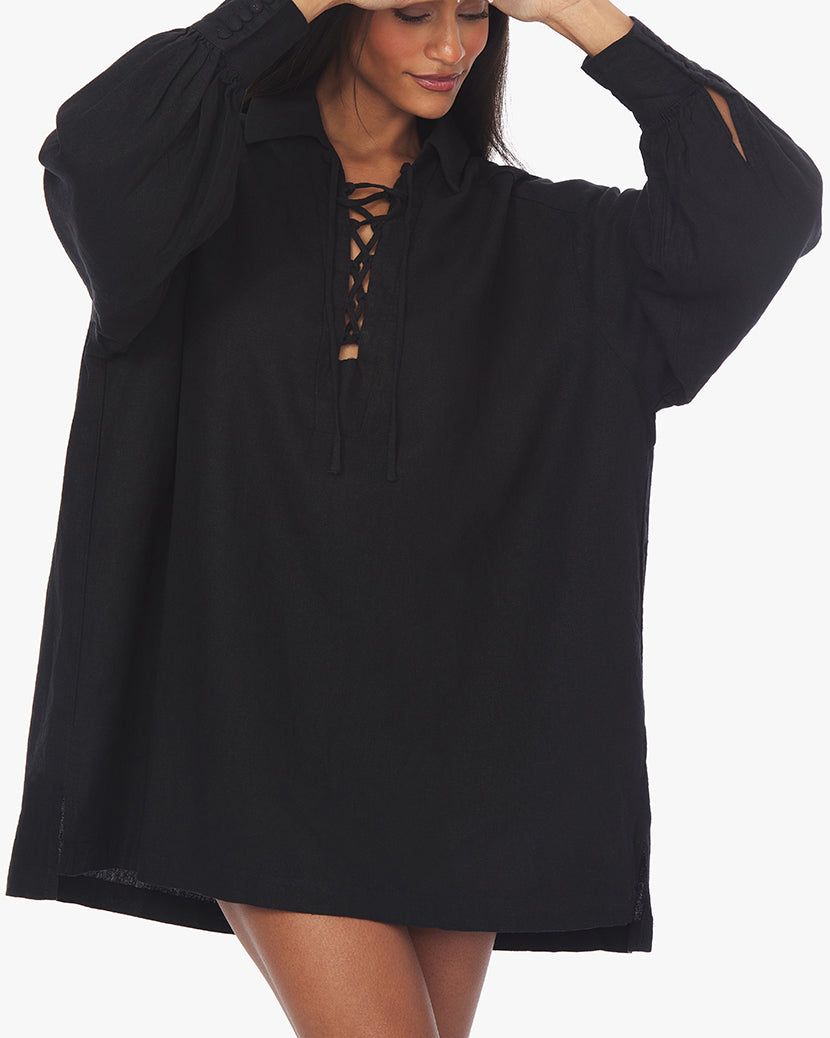 Lace-Up Linen Caftan sold by WeWoreWhat product image thumbnail 4