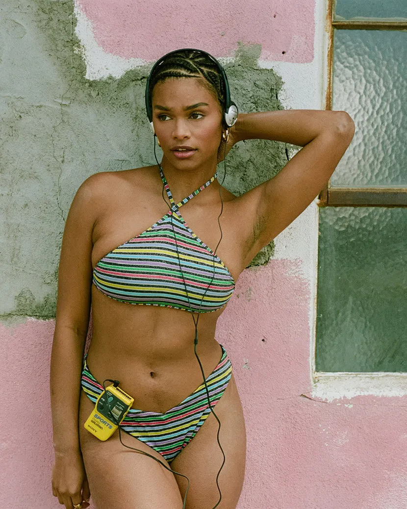 Delilah Lurex Stripe Bikini Bottom sold by WeWoreWhat product image thumbnail 4