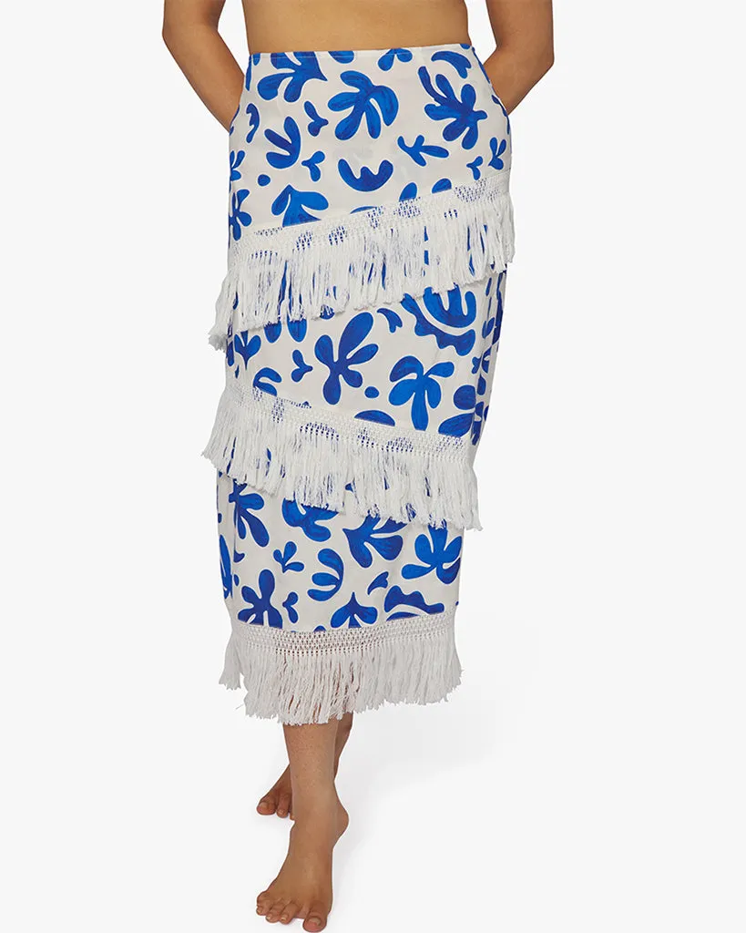 Linen Abstract Leaves Fringe Skirt sold by WeWoreWhat product image thumbnail 5