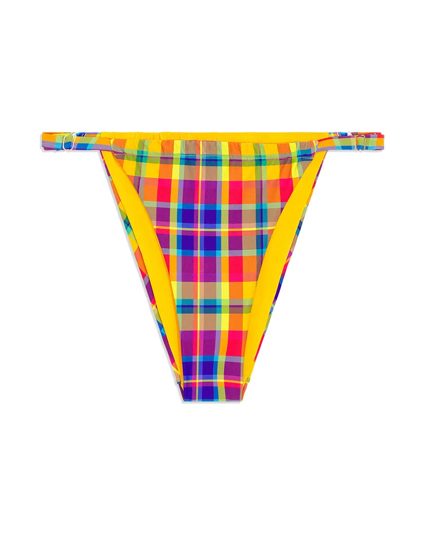 Adjustable Ruched Rainbow Plaid Bikini Bottom sold by WeWoreWhat product image thumbnail 3