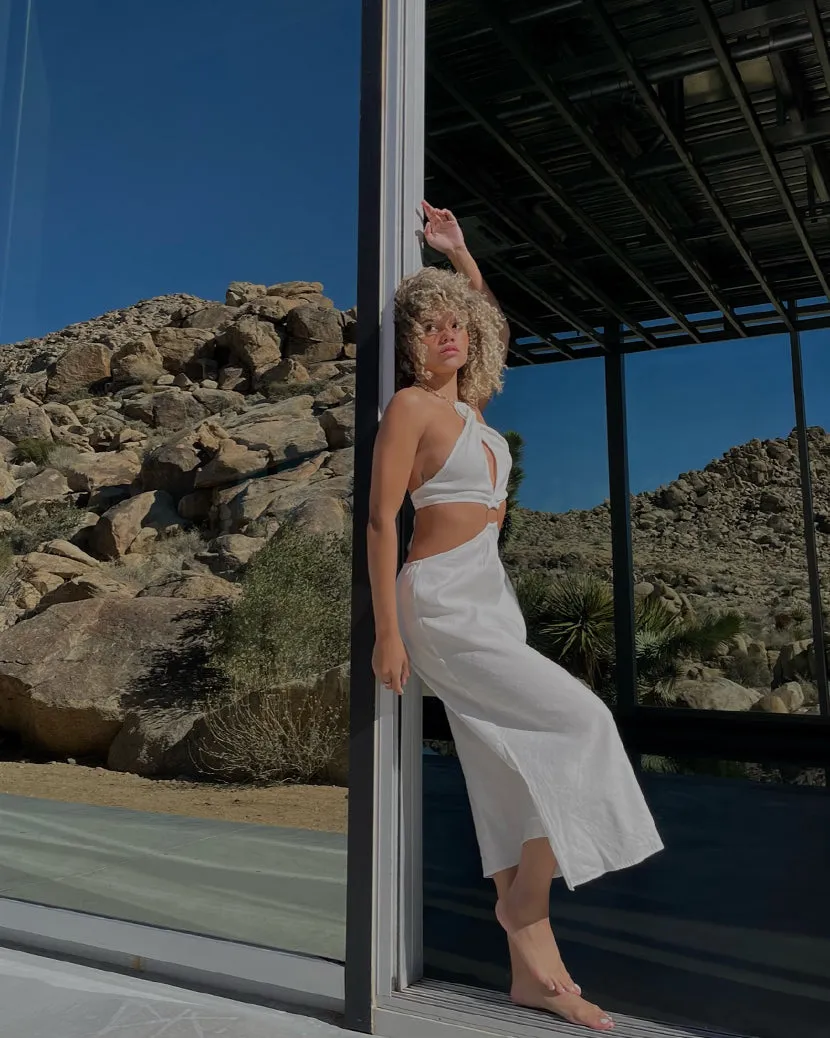 Shell Chain Halter Linen Midi Dress sold by WeWoreWhat product image thumbnail 3