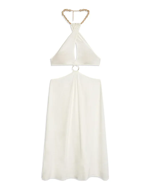 Shell Chain Halter Linen Midi Dress sold by WeWoreWhat