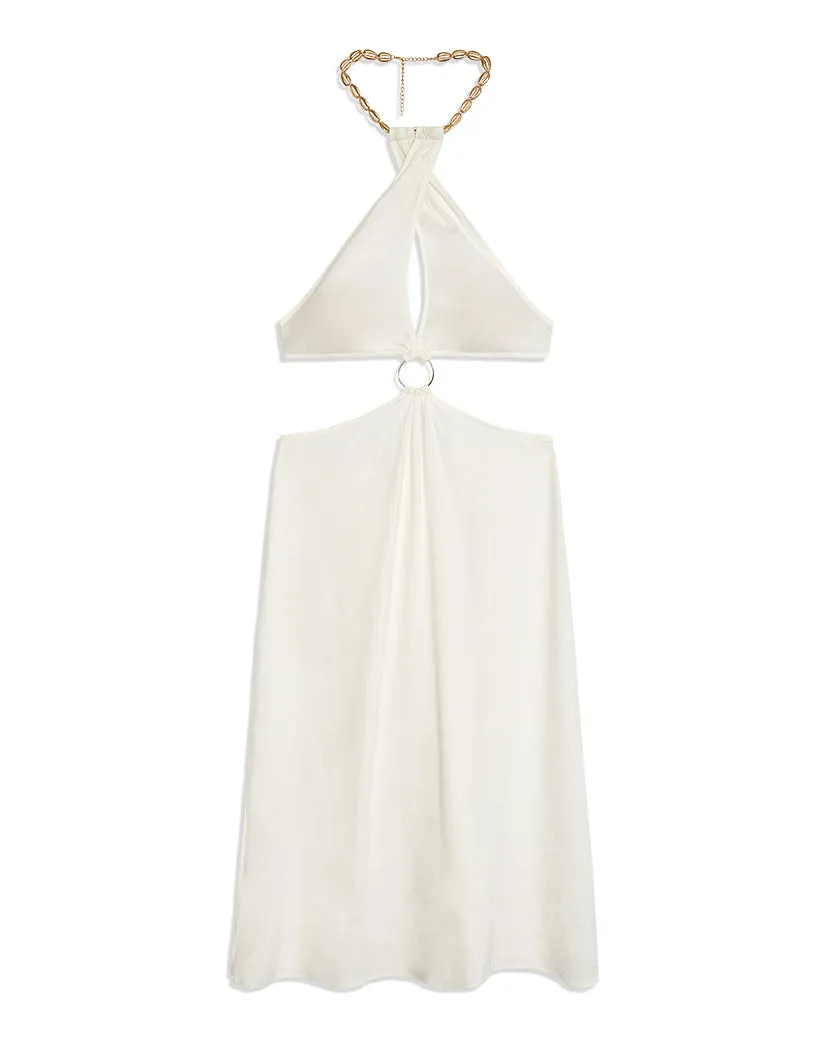 Shell Chain Halter Linen Midi Dress sold by WeWoreWhat
