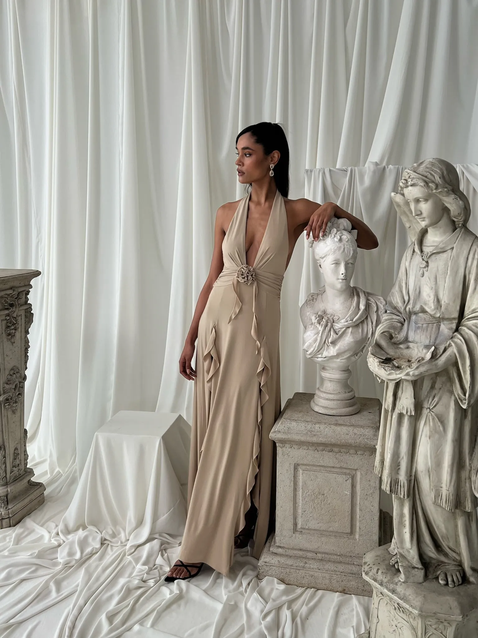 Halter Ruffle Maxi Dress sold by WeWoreWhat product image thumbnail 3