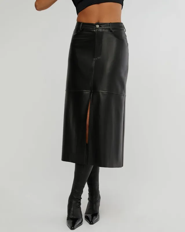 Vegan Leather Midi Skirt sold by WeWoreWhat