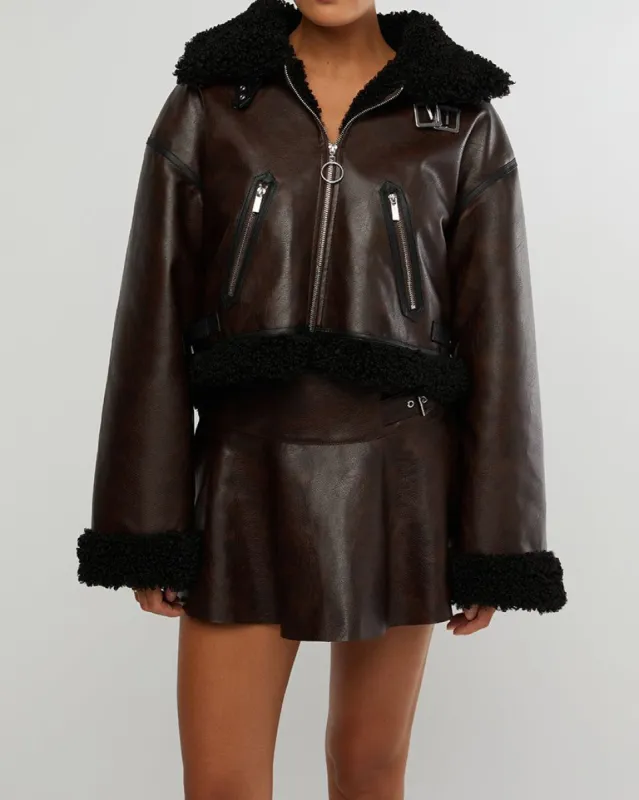 Cropped Faux Sherpa Moto Jacket sold by WeWoreWhat
