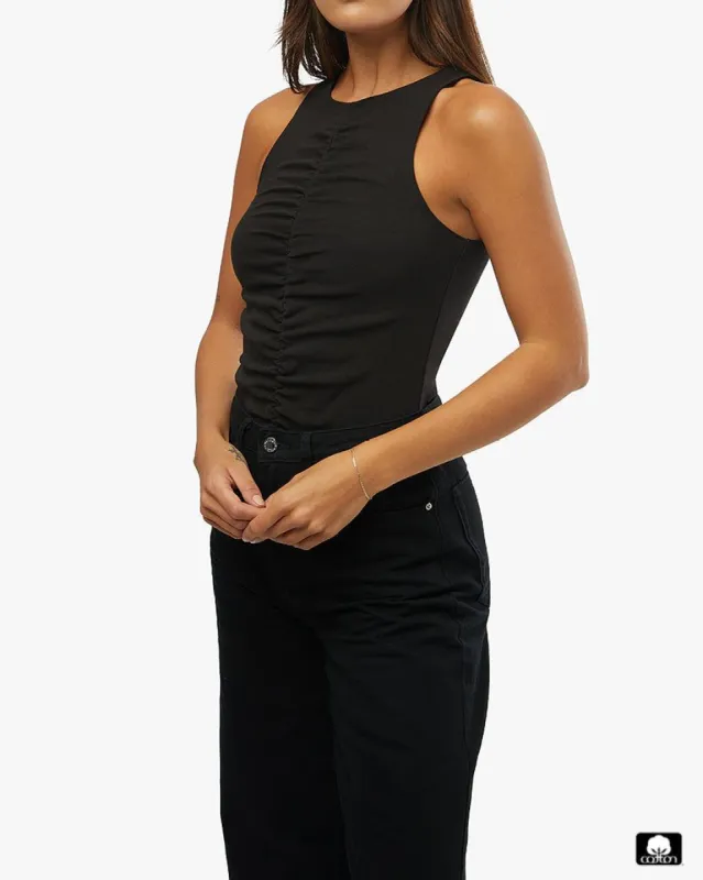 Ruched Muscle Tank Bodysuit sold by WeWoreWhat