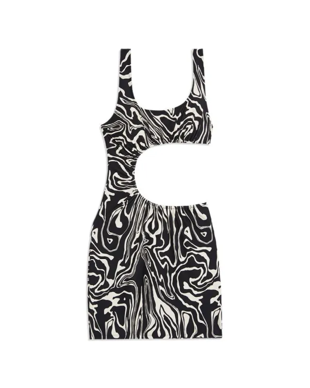 Ruched Cut Out Marble Mini Dress sold by WeWoreWhat