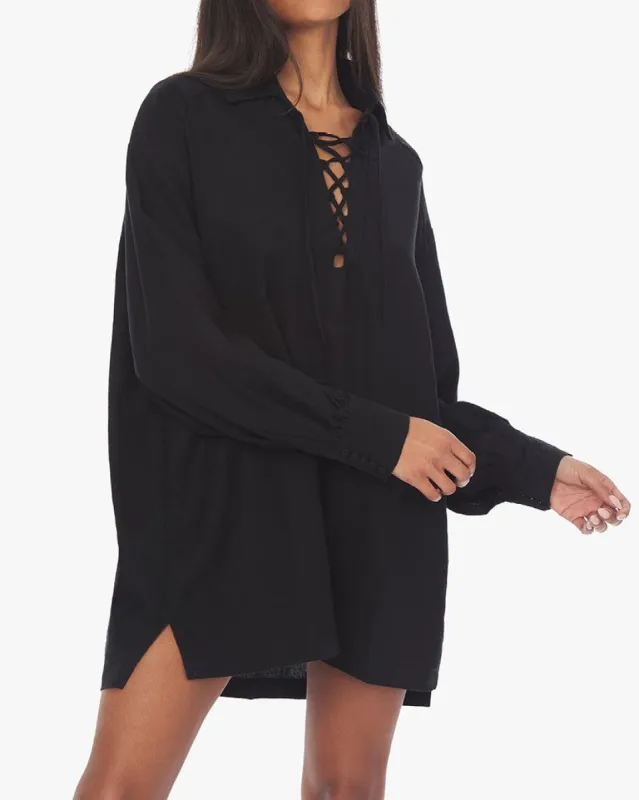 Lace-Up Linen Caftan sold by WeWoreWhat