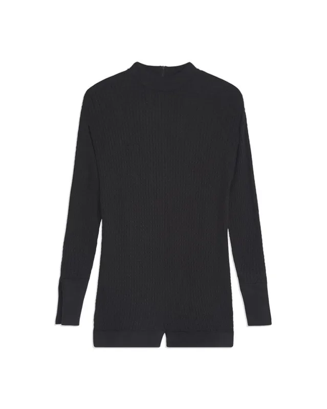 Mock Neck Cable Knit Sweater Romper sold by WeWoreWhat