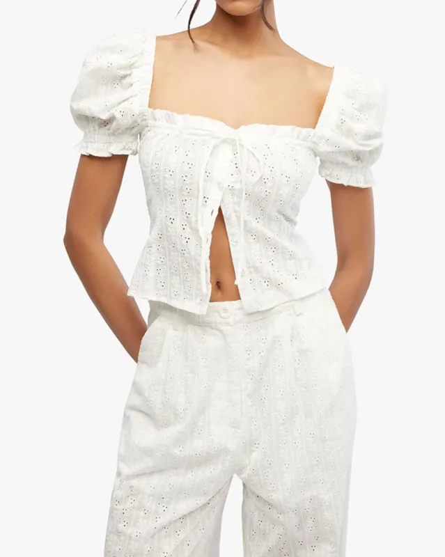 Eyelet Puff Sleeve Top sold by WeWoreWhat