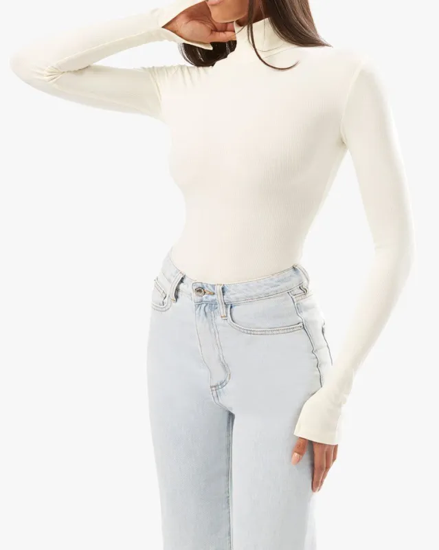 Turtle Neck Brushed Rib Bodysuit sold by WeWoreWhat