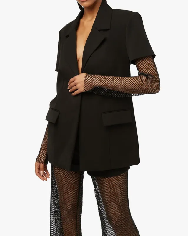 Crystal Mesh Sleeve Suiting Blazer sold by WeWoreWhat