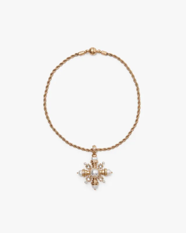 Vintage Gold Pearl Pendant Necklace On Rope Chain sold by WeWoreWhat