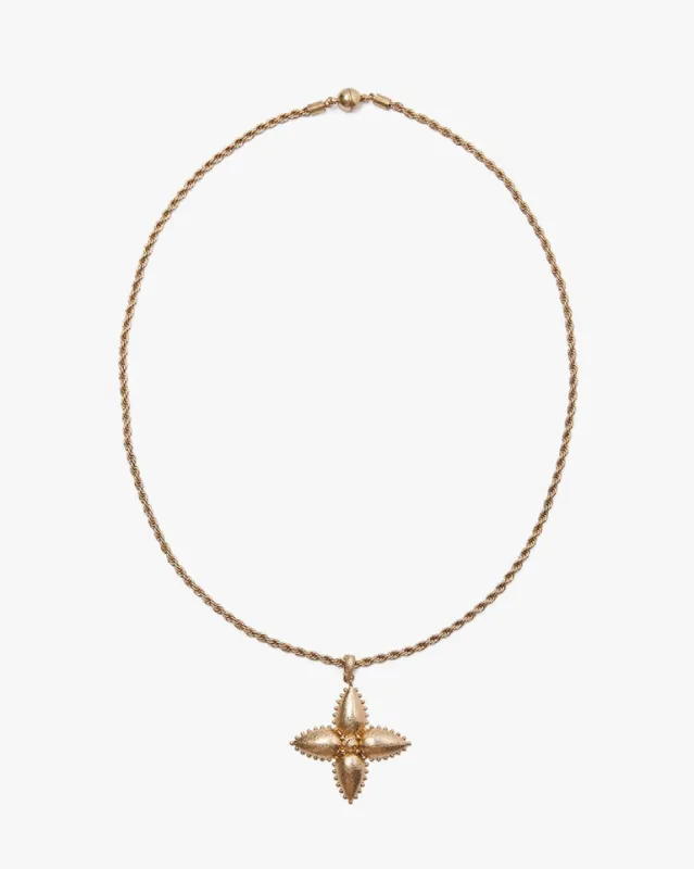 Gold Hammered Pendant Necklace On Rope Chain sold by WeWoreWhat