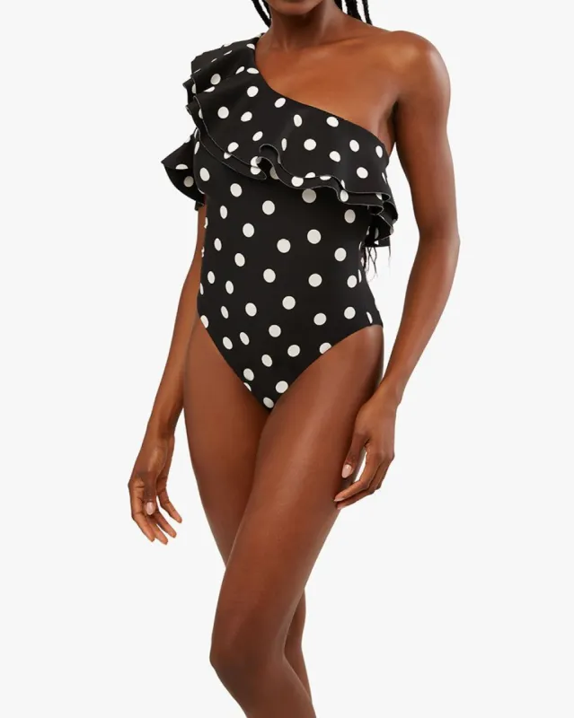 Ruffle Asymmetrical Oversized Polka Dot One Piece made by WeWoreWhat