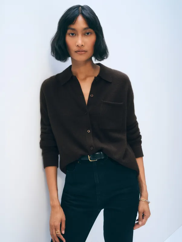 Cashmere Button Shirt | Dark Umber sold by White + Warren