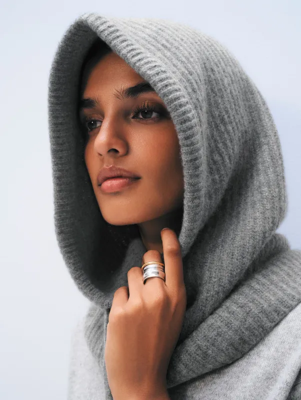 Cashmere Ribbed Balaclava | Grey Heather sold by White + Warren
