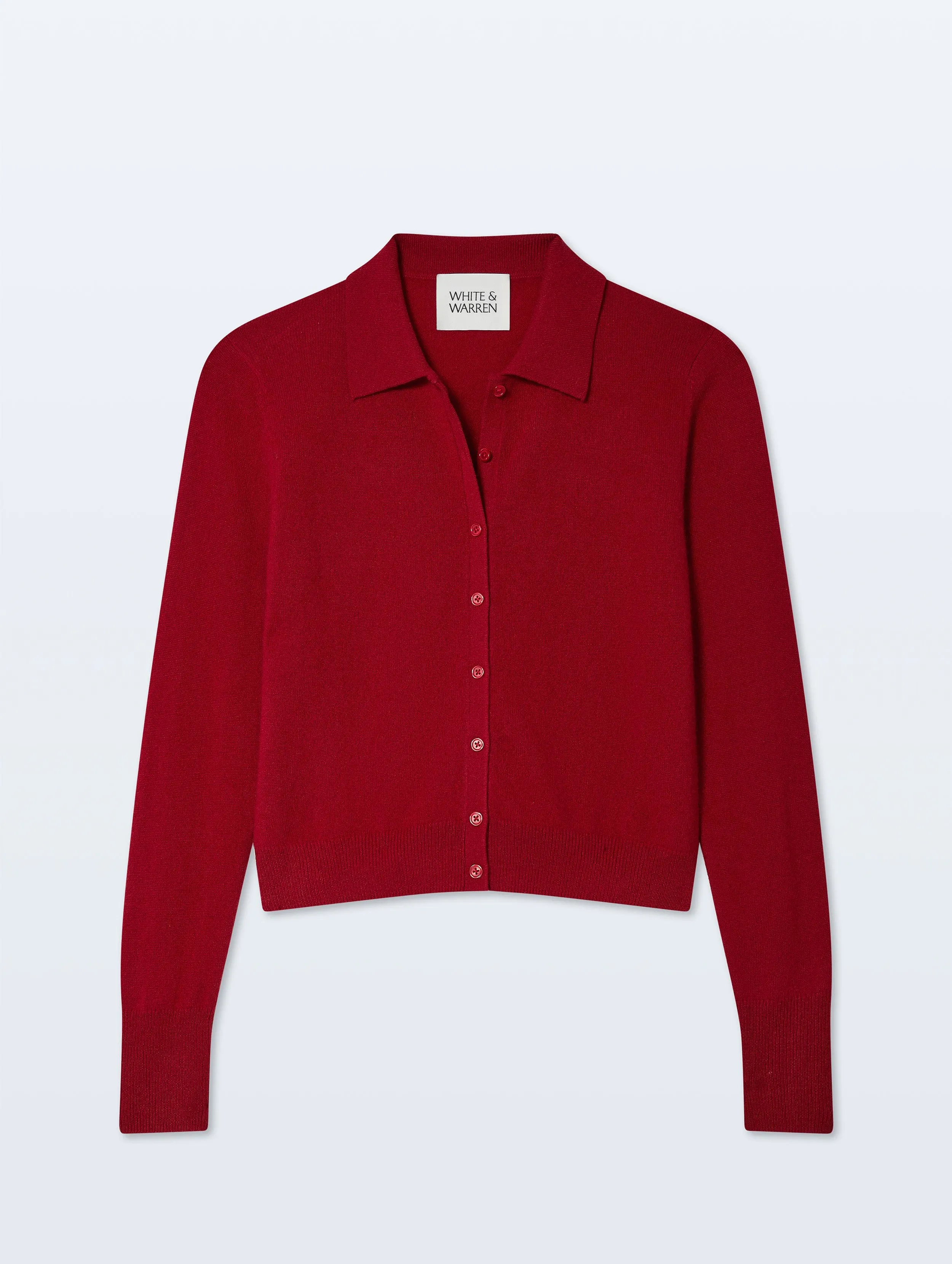 Cashmere Collared Cardigan | Deep Crimson sold by White + Warren product image thumbnail 4