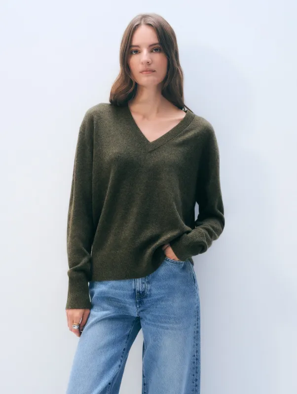 Cashmere V Neck | Thyme Heather made by White + Warren