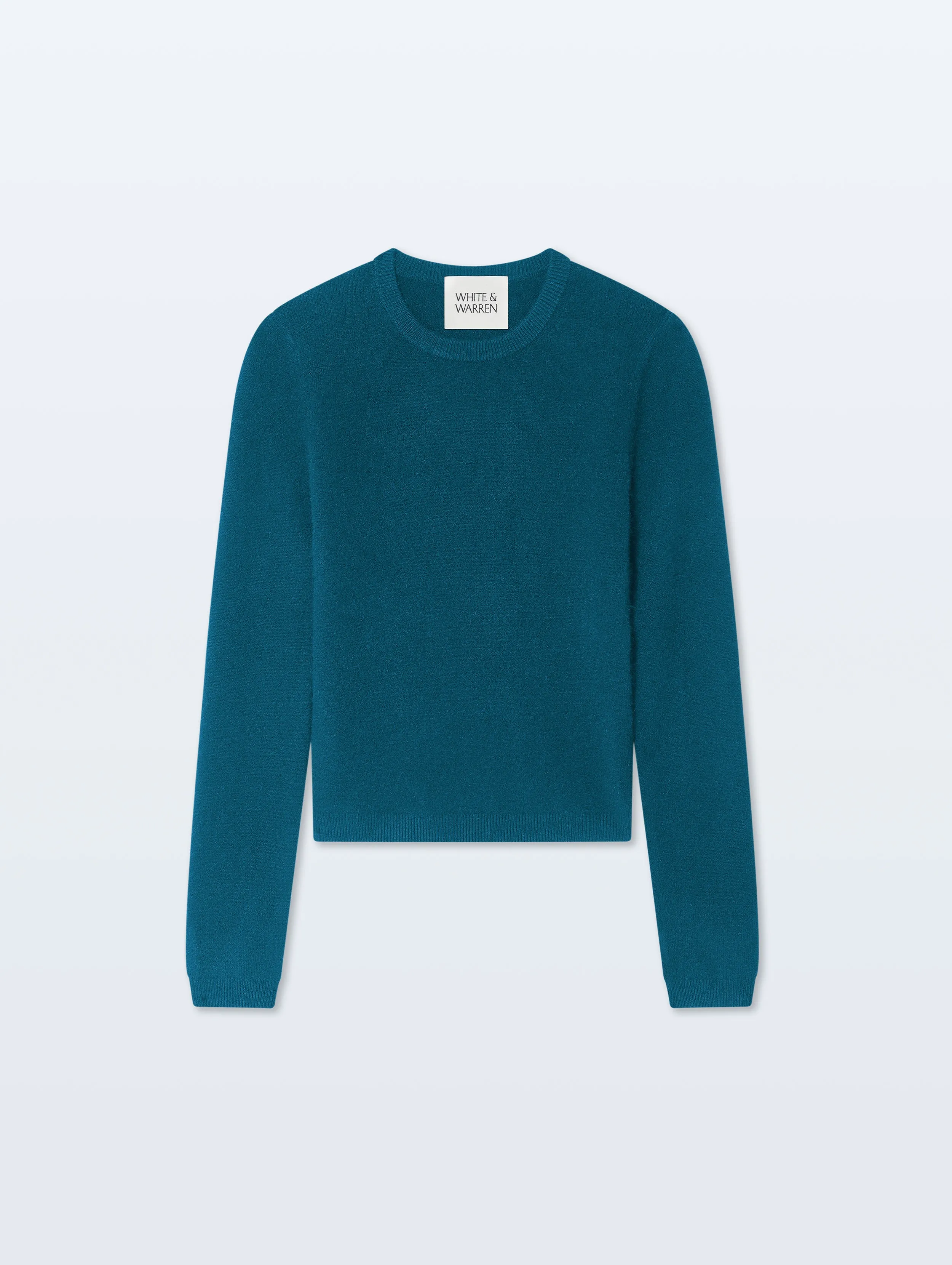 Cashmere Slim Stretch Crewneck | Deepwater Teal sold by White + Warren product image thumbnail 2