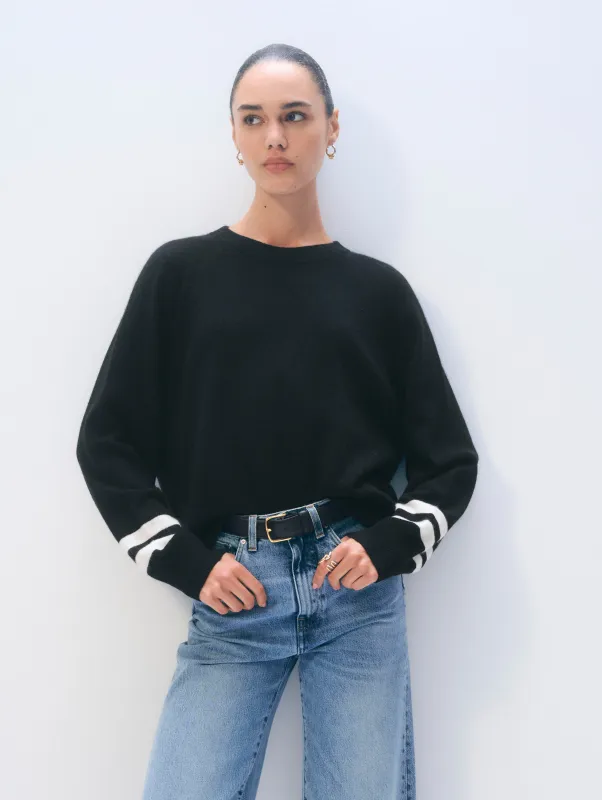 Cashmere Easy Sweatshirt | Black/Soft White sold by White + Warren