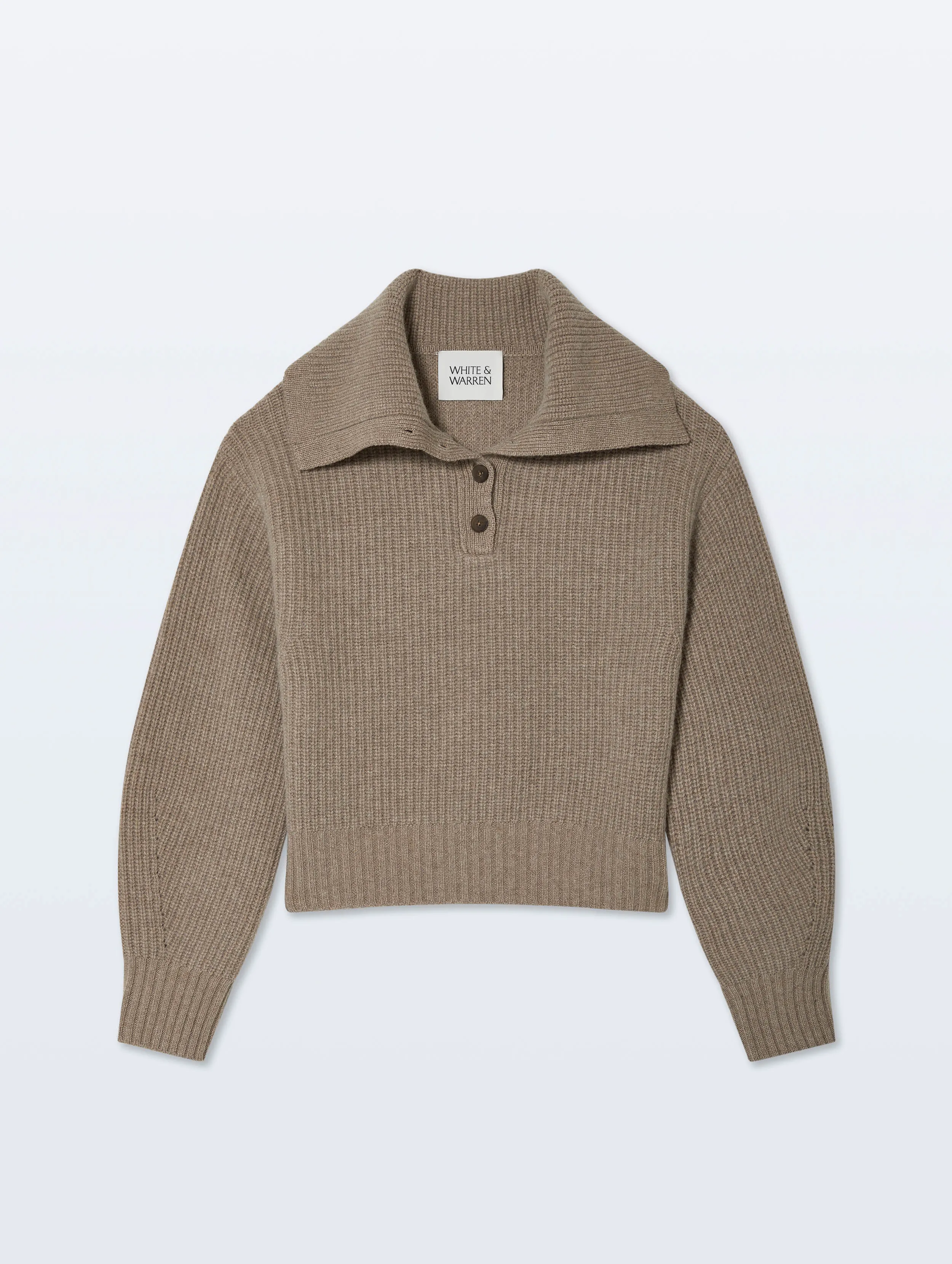 Cashmere Blend Collared Henley | Misty Brown Heather sold by White + Warren product image thumbnail 4