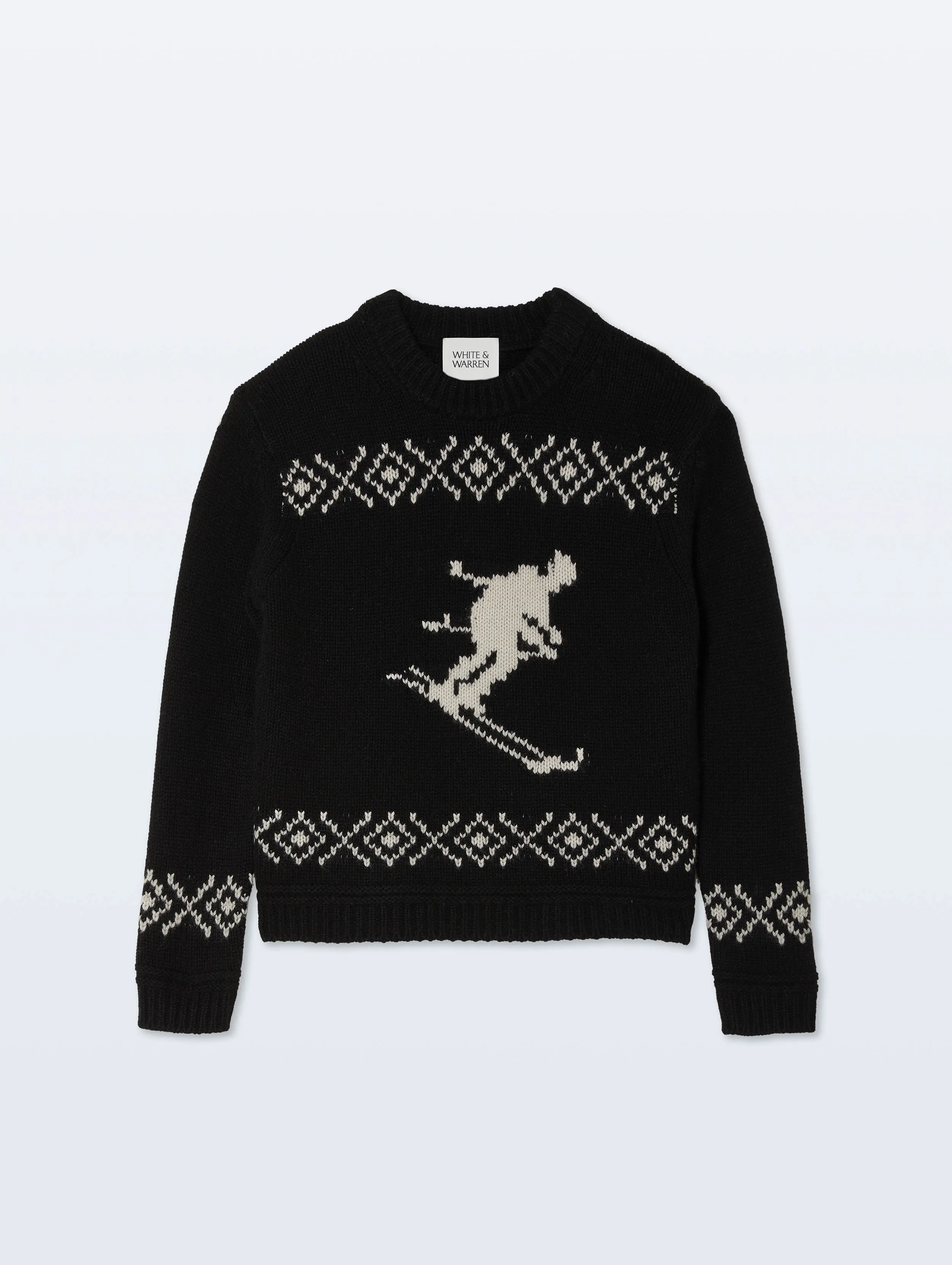 Cashmere Blend Ski Crewneck | Black/Ivory sold by White + Warren product image thumbnail 4
