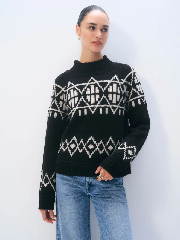 Merino Fair Isle Standneck made by White + Warren