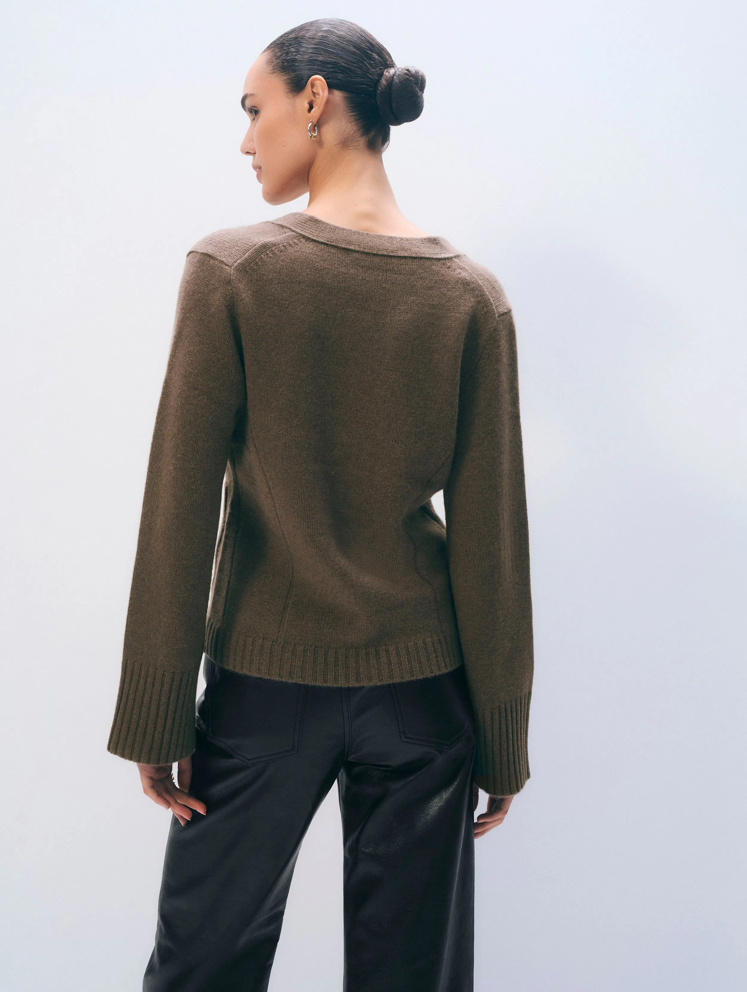 Cashmere Luxe Waisted Cardigan | Russet Brown sold by White + Warren product image thumbnail 3