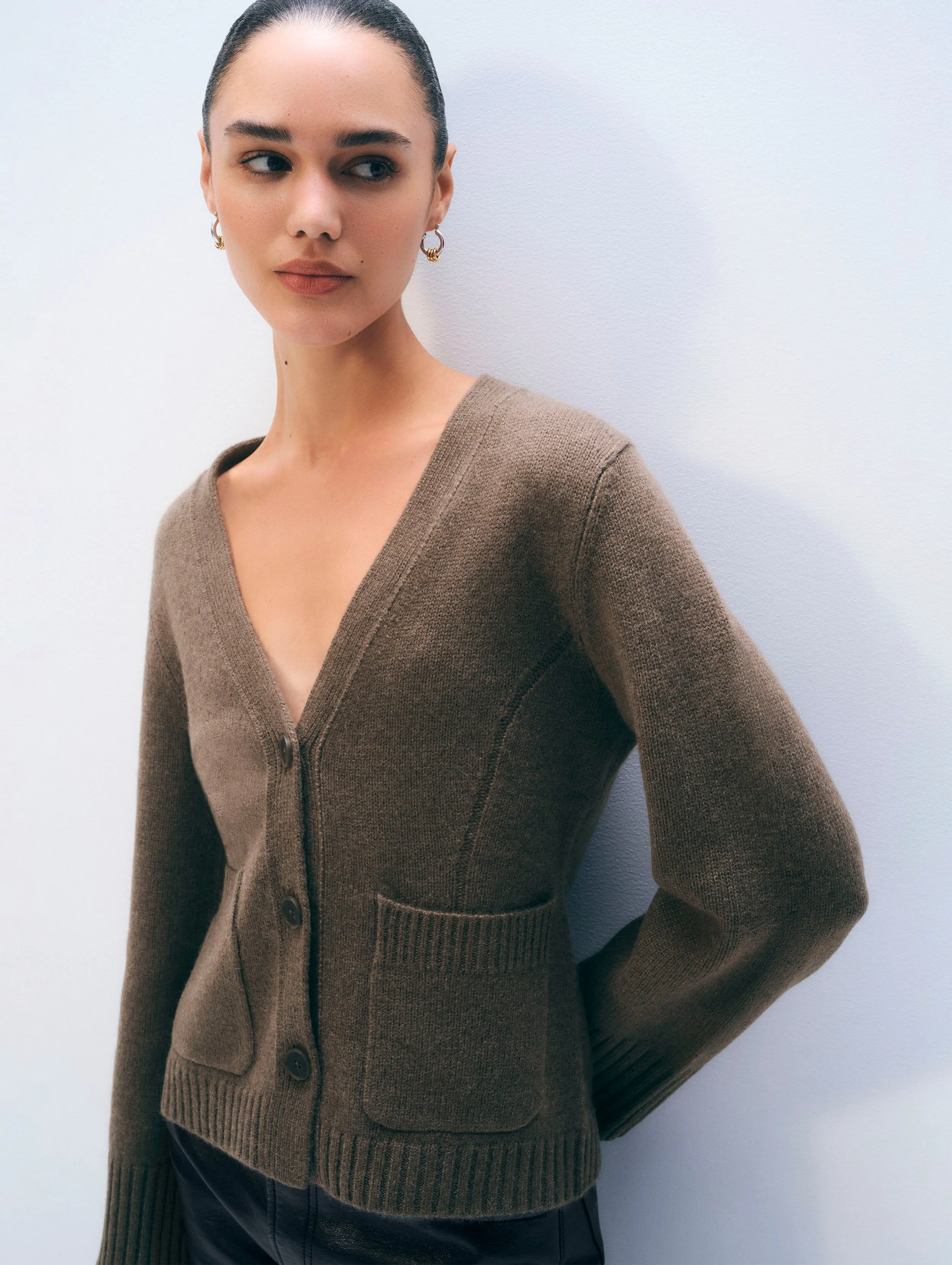 Cashmere Luxe Waisted Cardigan | Russet Brown sold by White + Warren