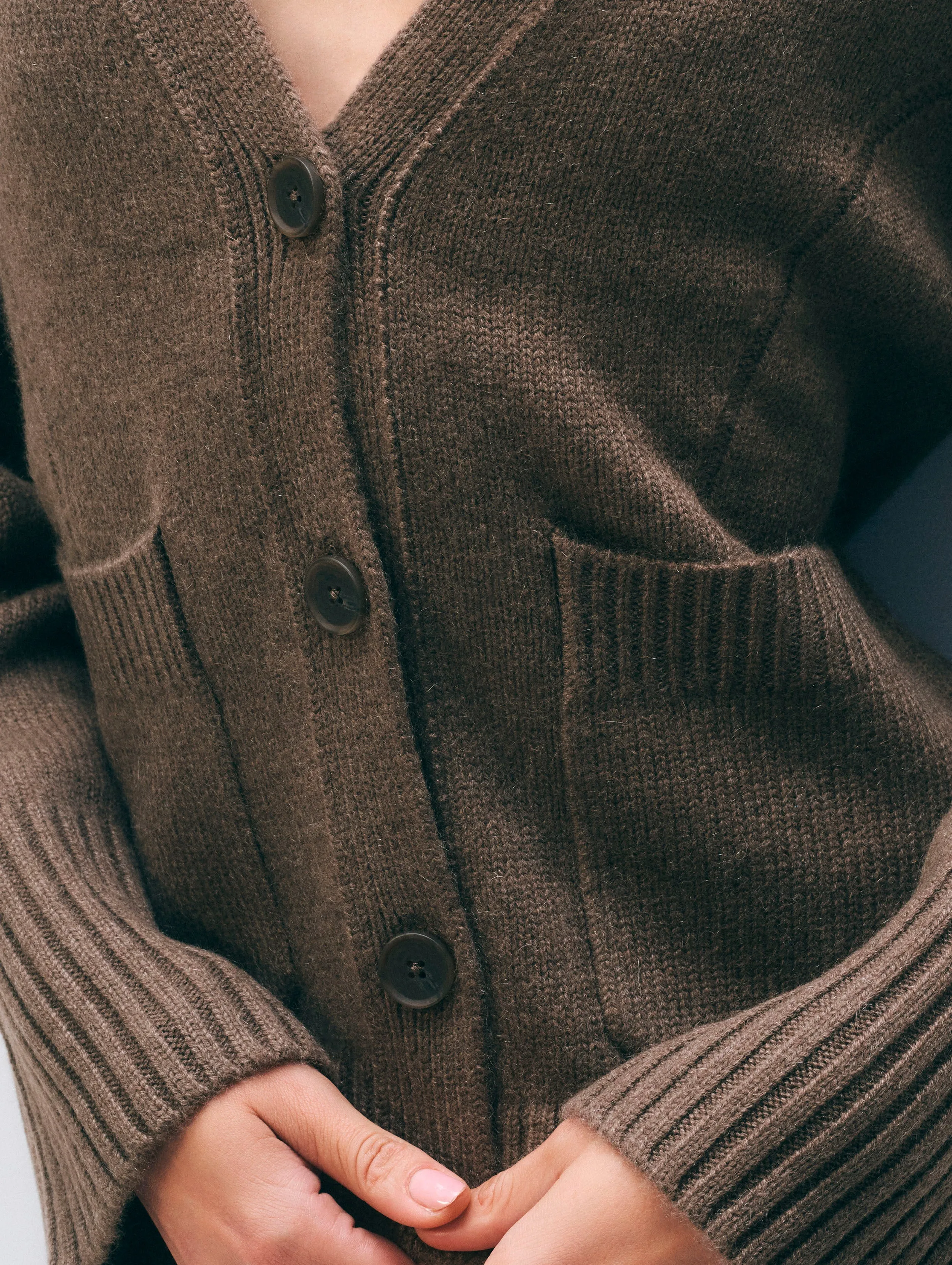 Cashmere Luxe Waisted Cardigan | Russet Brown sold by White + Warren product image thumbnail 2