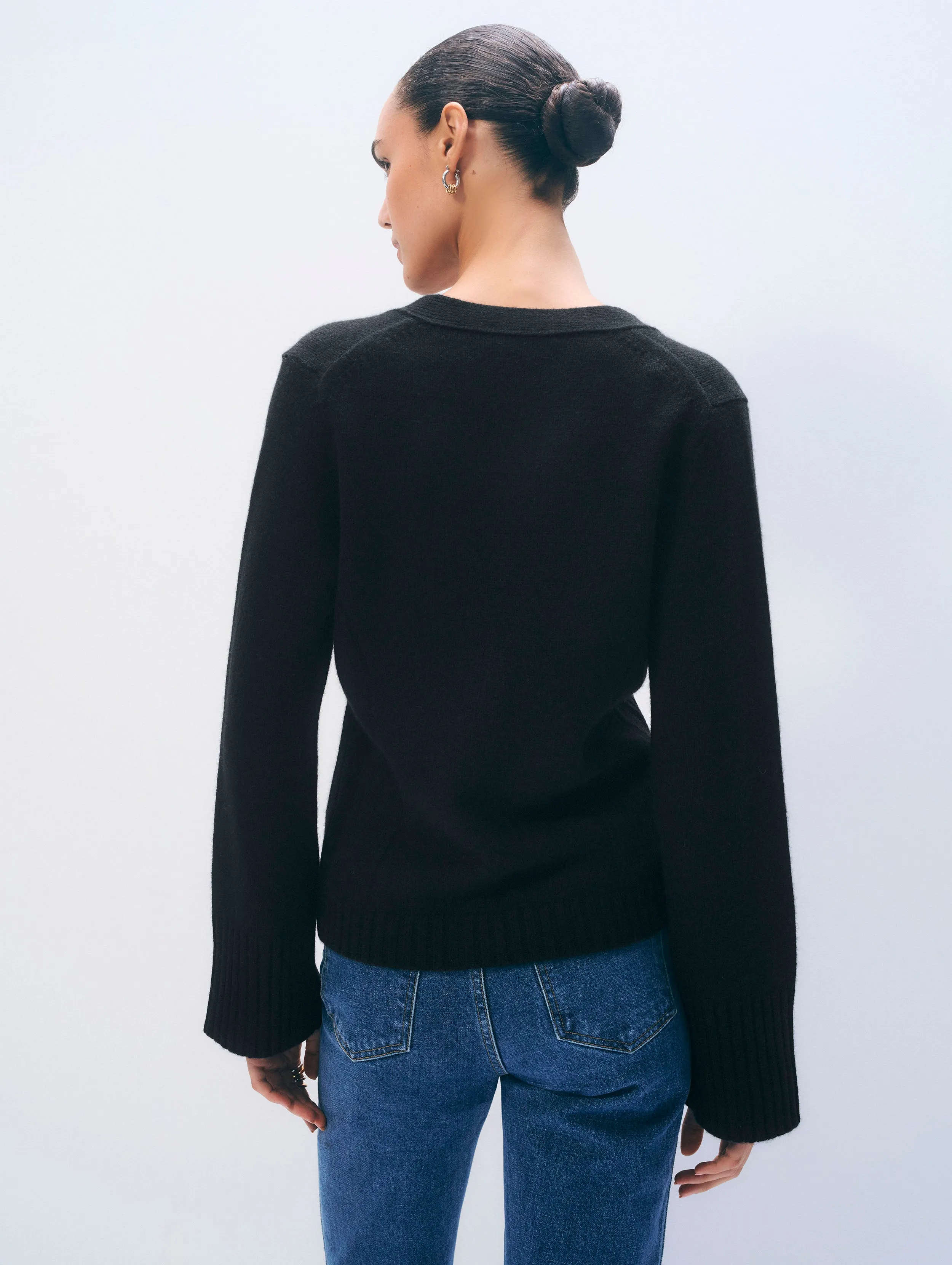 Cashmere Luxe Waisted Cardigan | Black sold by White + Warren product image thumbnail 3