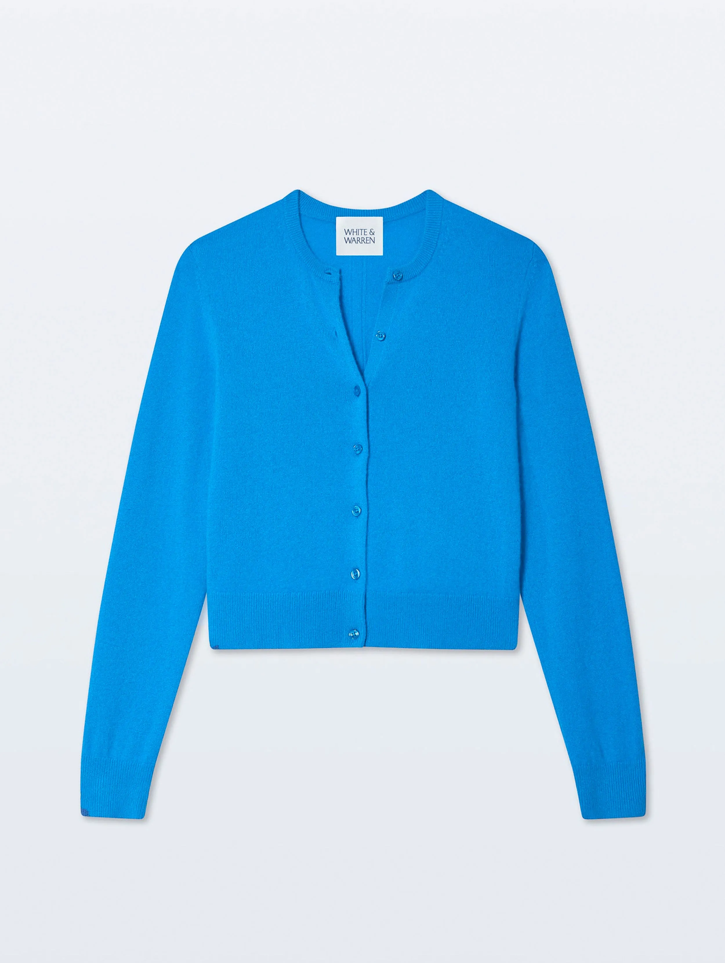 Cashmere Crewneck Cardigan | Cerulean Blue sold by White + Warren product image thumbnail 4