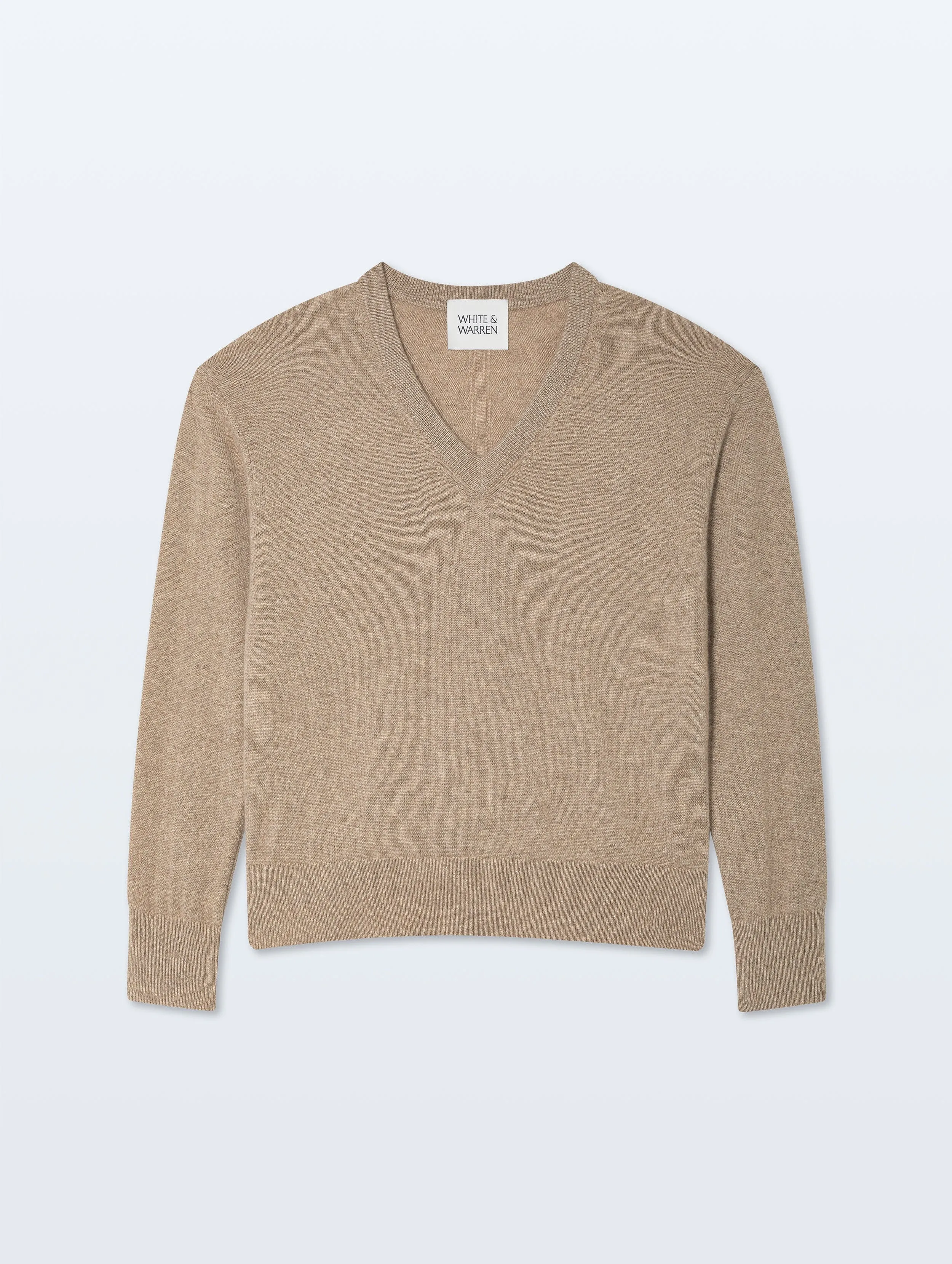 Cashmere V Neck | Taupe Heather sold by White + Warren product image thumbnail 4