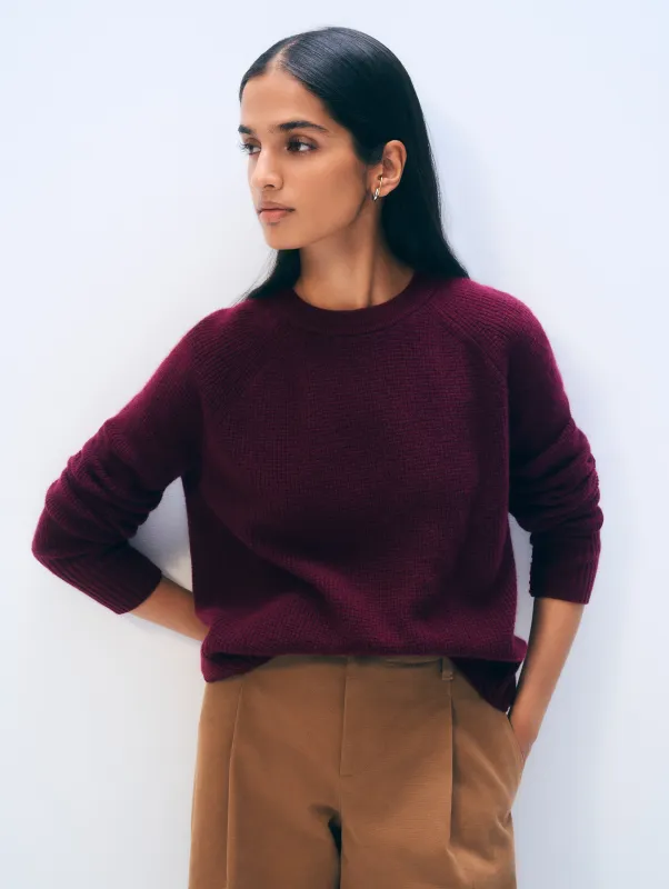 Cashmere Waffle Sweatshirt | Sangria sold by White + Warren