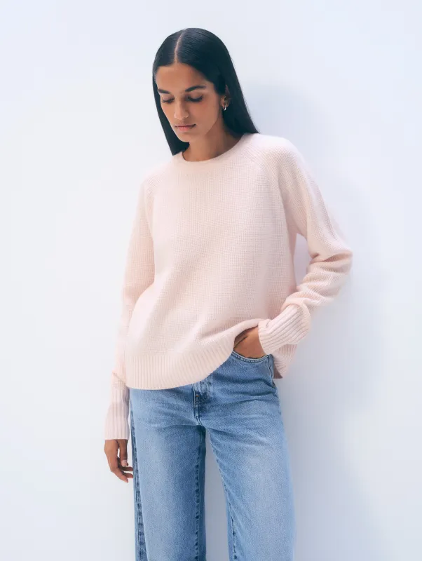 Cashmere Waffle Sweatshirt | Pink Sand sold by White + Warren