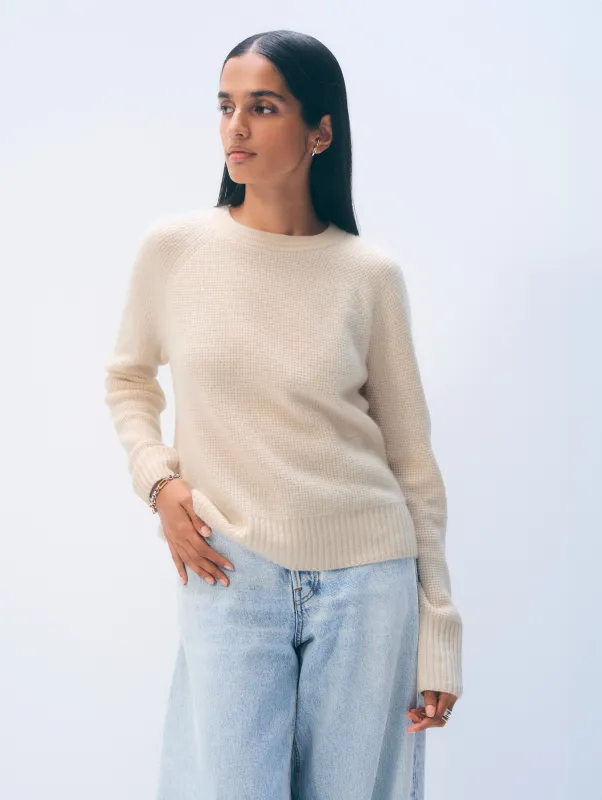 Cashmere Waffle Sweatshirt | Natural Heather sold by White + Warren